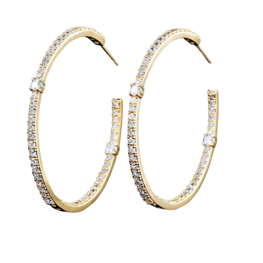 GLAM PAVÉ HOOPS-GOLD