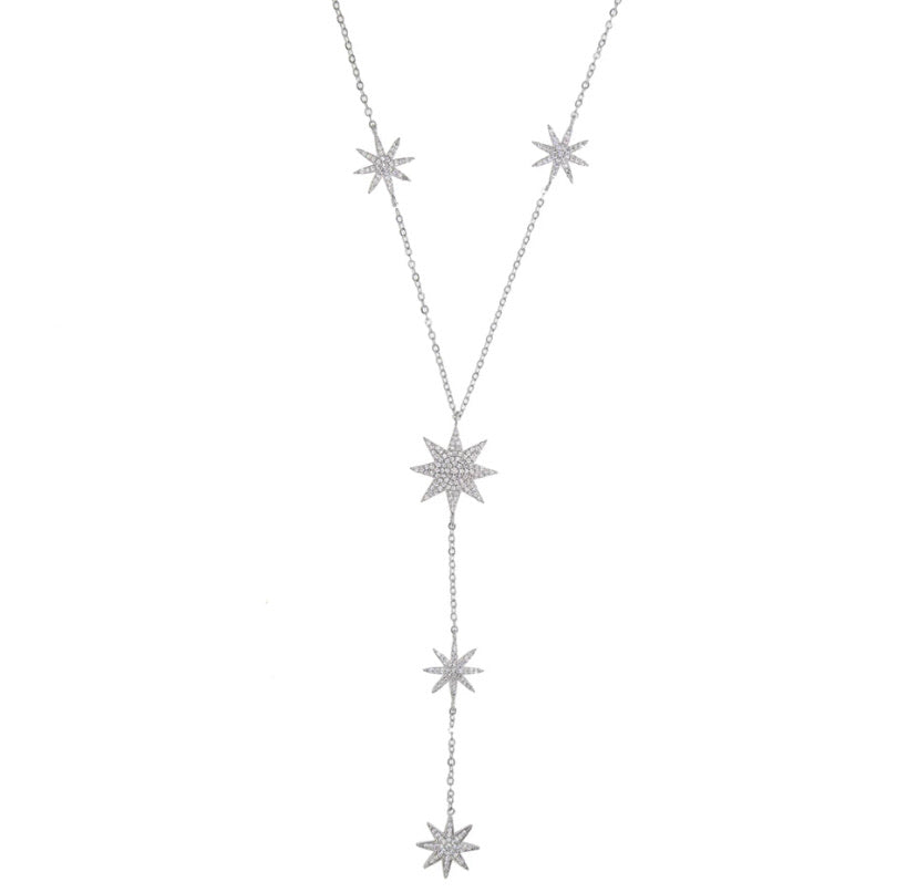 STAR LARIAT NECKLACE-SILVER